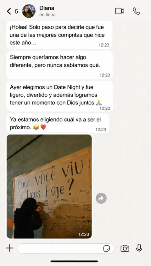 Testimonio de clienta por WhatsApp